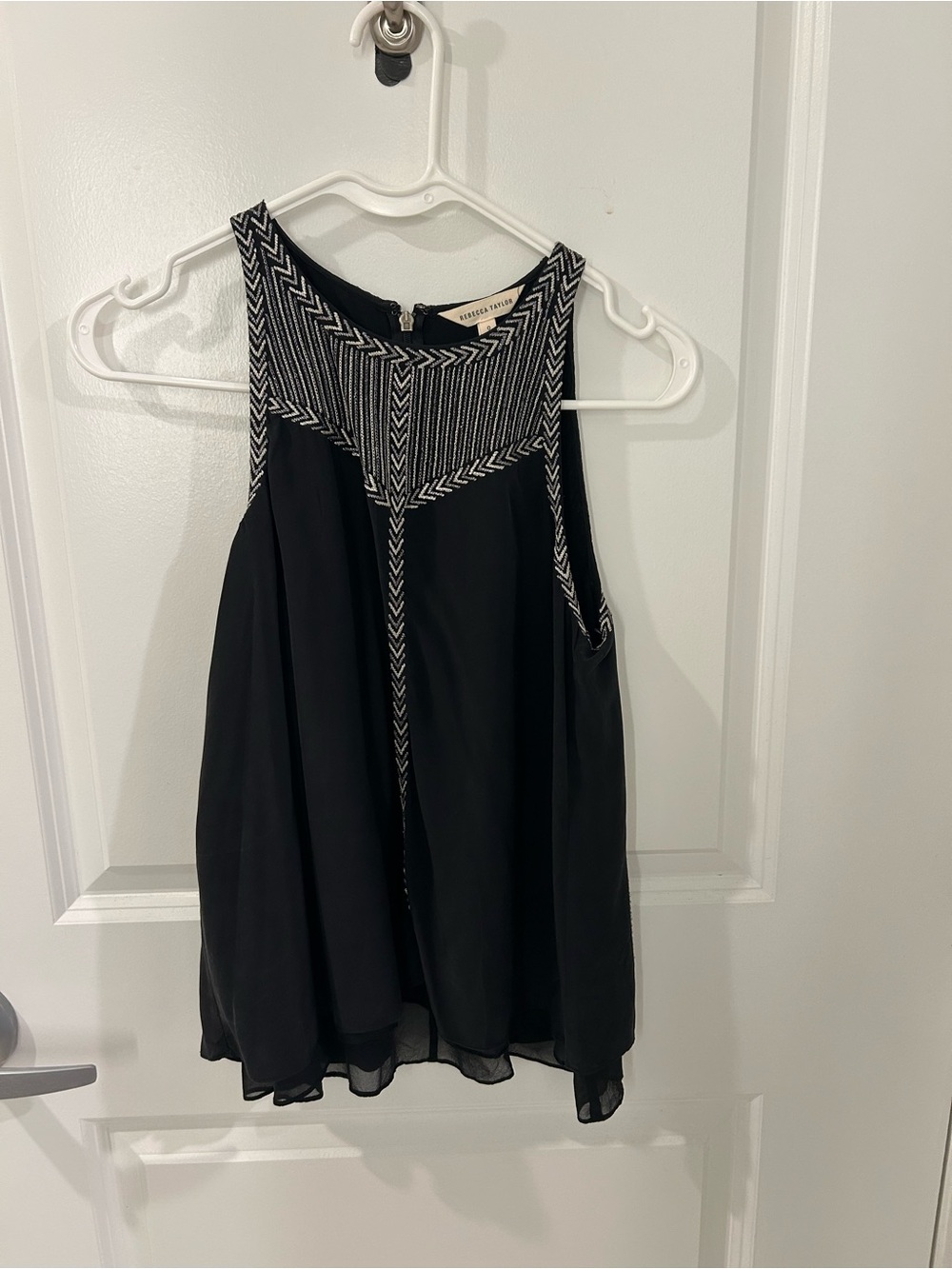 Rebecca Taylor shirt with open back sheer detailing